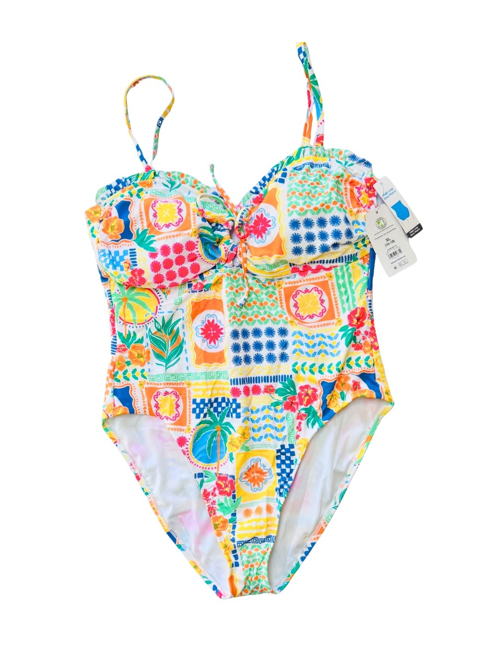 NWT XL One-Piece Swimsuit Bright Tropical Print